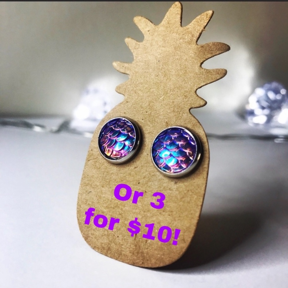 PURPLE mermaid studs
